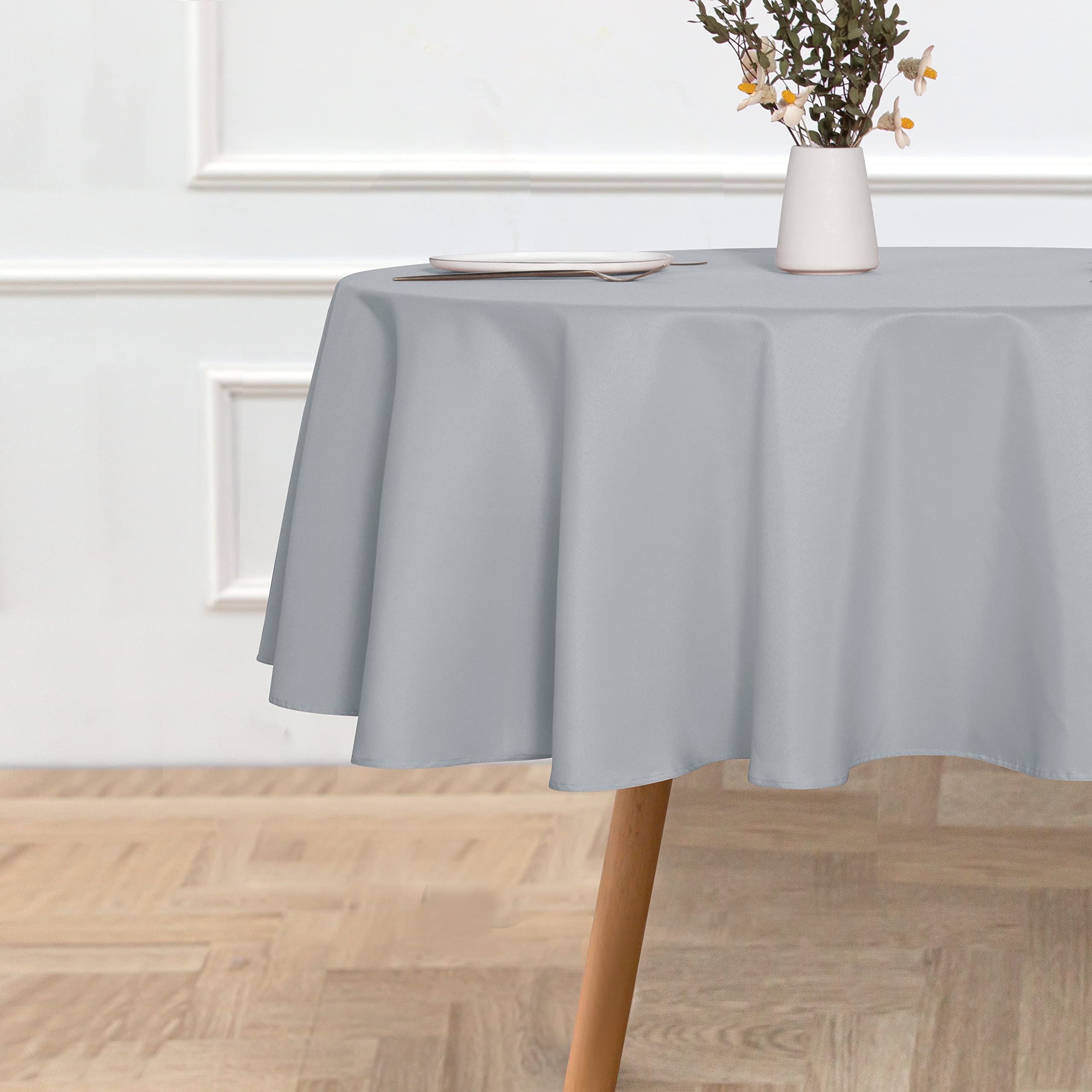 Sancua Round Tablecloth - 80 Inch - Water Resistant Spill Proof Washable Polyester Table Cloth Decorative Fabric Table Cover For